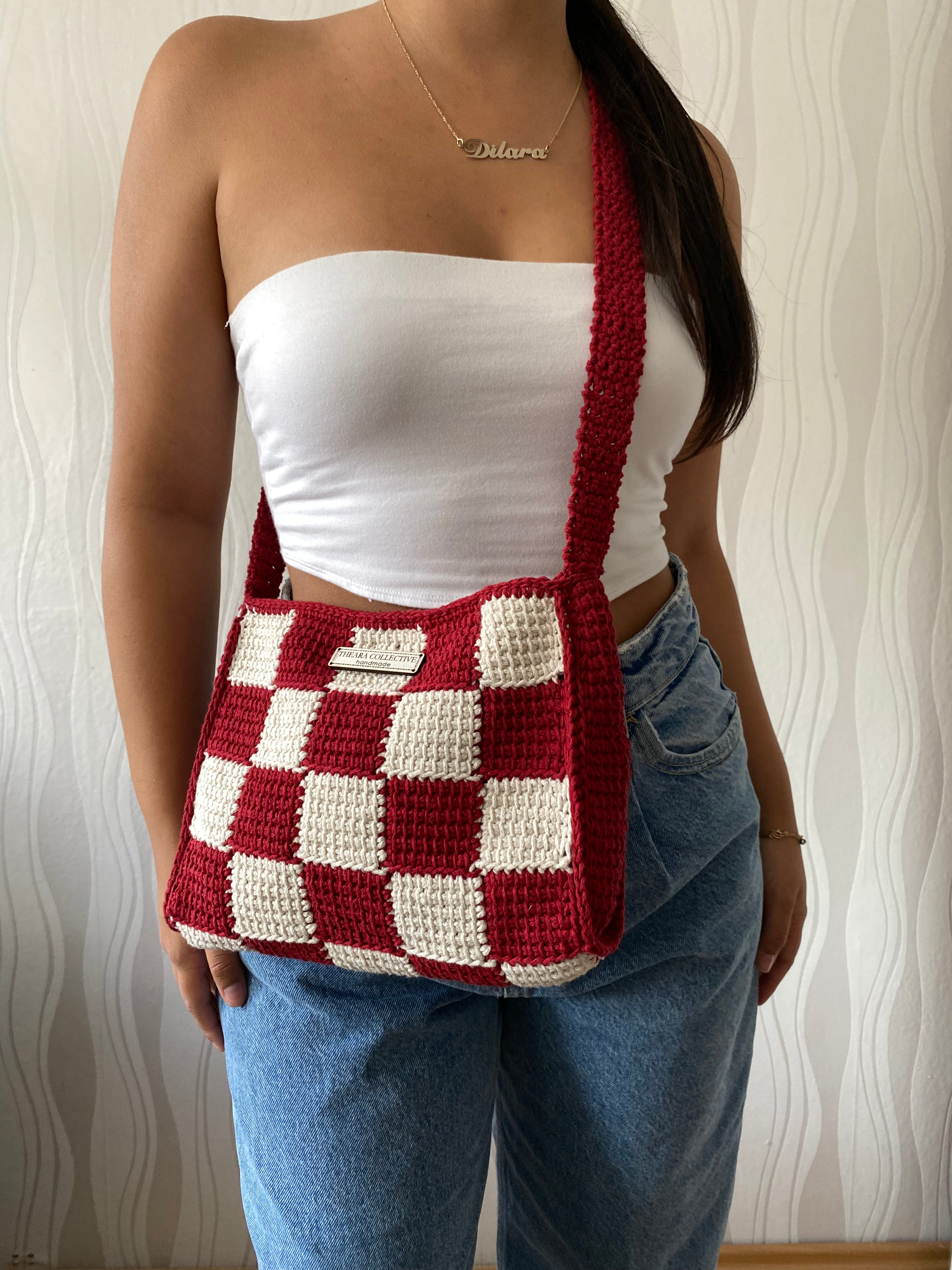 Big Checkerboard Shoulder Bag - Theara Collective Handmade - Theara Collective