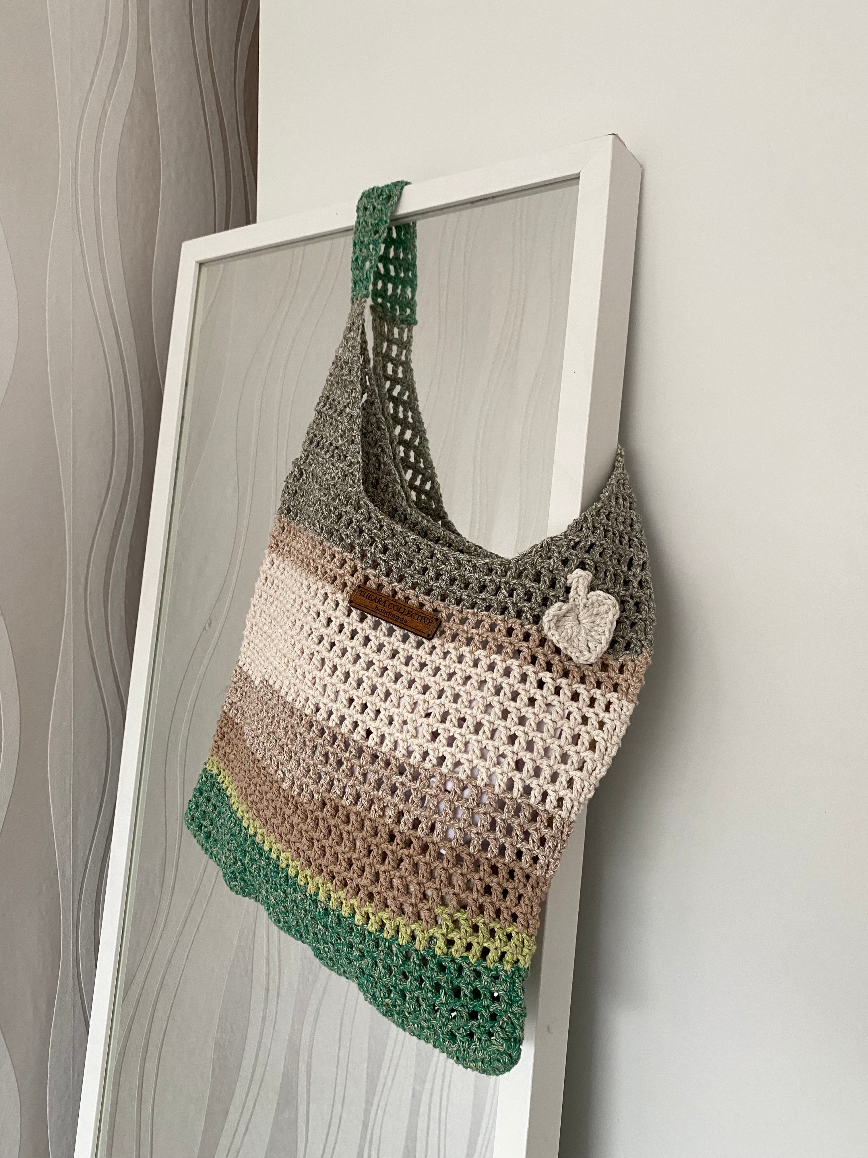 Green Beige Shopper Bag - Theara Collective Handmade - Theara Collective